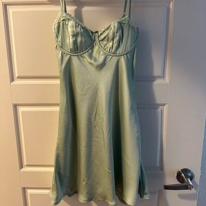 Sage green mini dress, from Princess Polly